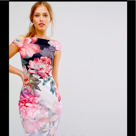 NWOT’s TED BAKER BARDOT STYLE PAINTED POSEY DRESS NEVER WORN - Picture 7 of 12